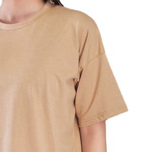 Camiseta extragrande de algodón Sand Varsity con logotipo impreso personalizado, camiseta de manga corta Lisa OEM, Camiseta de cuello redondo al por mayor, ropa a granel para mujer - Product Image 4