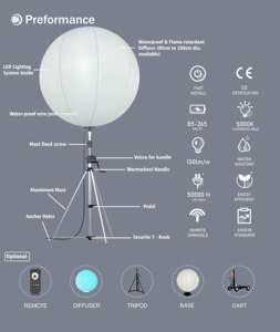 Airstar lớn ngoài trời dẫn bóng tháp ánh sáng 2 mét dia. Trung Quốc nhà máy Inflatable chiếu sáng RGB Bóng mô hình in ấn DMX - Product Image 3