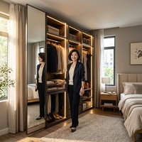 Armoire Moderne Sur Mesure de Luxe avec Éclairage LED Intelligent, Système de Rangement Modulaire Personnalisable pour Chambre à Coucher, Écologique, pour Salle à Manger et Maison