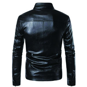 Veste en cuir de mouton Offre Spéciale véritable pour hommes d'hiver grande taille coupe ajustée fermeture à glissière veste en cuir personnalisée - Product Image 4