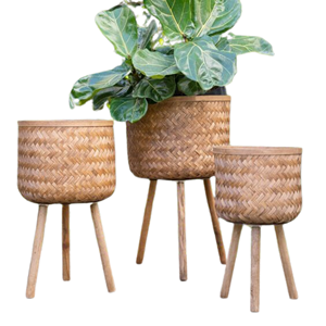 Recién llegado, mejor precio, maceta de bambú para árboles y flores, maceta decorativa, diseño boho, venta al por mayor de Vietnam - Product Image 1