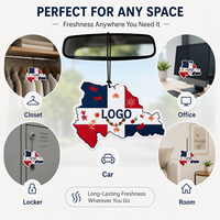 Ambientador de Coche Personalizado con Logotipo de la Bandera de República Dominicana en Forma de Mapa, de Cartón Grueso, Regalo Promocional para Talleres de Detallado de Automóviles