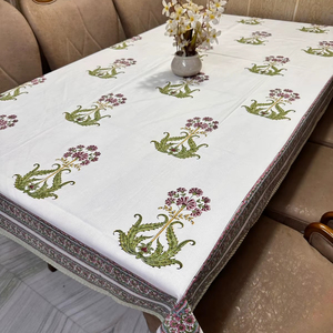 100% coton Floral Design nappe écologique artisanale traditionnelle Artisan main bloc impression à la main élégante couverture de Table - Product Image 1