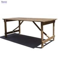 Table de ferme pliante antique de style campagnard en bois massif dur Banquet Événement de mariage Fête