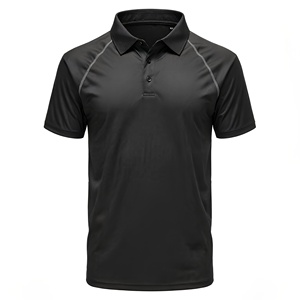 Polo à manches courtes pour homme, noir, tricoté, séchage rapide, couleur unie, style décontracté, coupe classique - Product Image 1