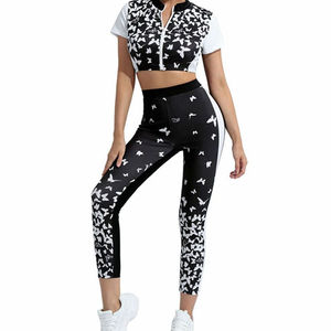 Nouveaux ensembles de yoga très vendus, vêtements de sport sans couture, ensemble de vêtements de course, ensemble de leggings de sport pour femmes, polyester/nylon, séchage rapide - Product Image 2