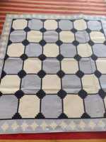Blau Weiß Dhurrie Trendy Designer Geometrisches Muster Oriental Flat Weave Türkisch Modern Handmade High Pile Cotton Area Rug
