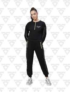 Conjunto Deportivo Personalizado Unisex de Manga Larga para Hombre, Negro, Casual, 100% Algodón, Sudadera con Media Cremallera y Pantalones Deportivos, 2 Piezas - Product Image 5
