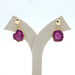 Pendientes de cuarzo solar rosa DUA |   Pendientes de Boda Modernos de Latón Chapado en Oro de 18K para Mujer |   Proveedor Indio Artesanal - Product Image 3
