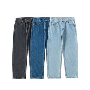 Jeans vintage délavés foncés 100 % coton, broderie personnalisée, vêtements décontractés délavés, pantalon droit pour homme, fabriqué par un fabricant - Product Image 2