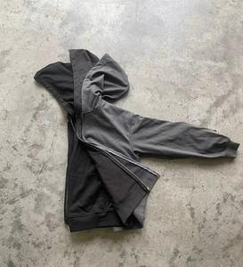 Personnalisé 100% Coton Épaule tombante Vintage Lavé Hommes Boxy Sweat À Capuche Respirant Avec Fermeture Éclair Cropped Boxy Sweat À Capuche Double Zippé pour homme - Product Image 5