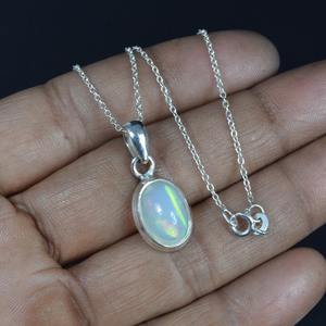 Opale pierres précieuses pendentif bijoux pour femmes argent Boho Style bijoux 925 argent Sterling tendance pendentif fait main cadeau pour elle - Product Image 2