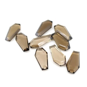 Cuentas de piedras preciosas talladas en forma de ataúd de cuarzo ahumado Natural para la fabricación de joyas hechas a mano suelta perforada momia ataúd tallado piedras preciosas - Product Image 1