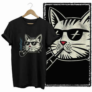 Cotton Maigret the <b>Cat</b> <b>T</b>-Shirt Leisure Tops for Comfortable Everyday Wear - Product Image 1