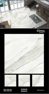 Moderno 800X800 Porcelana Brillante Textura Sólida Mármol Baldosas para Sala de Estar con 5 Años de Garantía - Product Image 2