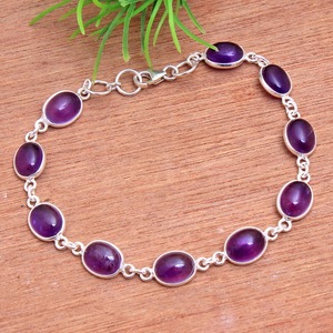 กำไลข้อมือคลาสสิค925เงินแท้สร้อยข้อมือพลอยอเมทิสต์สำหรับเทศกาลอีสเตอร์สร้อยอัญมณีคอลเลกชันพิเศษ - Product Image 1