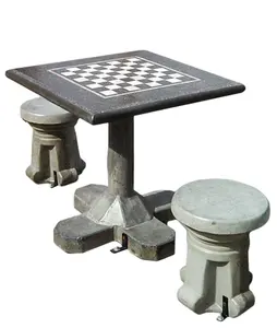 Square Black Marble Chess Table , Marble Chess Sets , Marble chess table