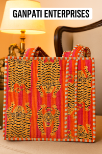 Sac fourre-tout pour femme en coton matelassé de qualité supérieure fait à la main 300 GSM Fermeture éclair Motif imprimé vintage Toile élégante Lavable Léger - Product Image 2