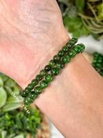 Bracelet de pierres précieuses diopside chromé fait main pour l'énergie de l'amour et de la compassion