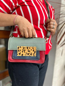 Bolso bandolera de Color rechoncho de cuero reciclado de nuevo estilo, bolso de cuero de piel con estampado de animales de alta calidad, bolso de hombro multicolor para mujer - Product Image 2