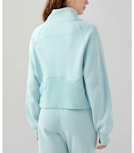 Wholesale Fashionable <b>Womens</b> <b>Half</b> <b>Zip</b> Pullover Sweatshirt Light Winter Warm Soft <b>Fleece</b> Casual Style - Product Image 3