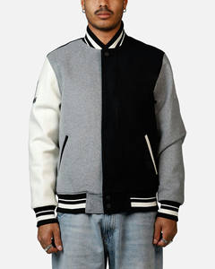 Nouveaux hommes grande taille poignets côtelés et veste universitaire noire pour hommes Letterman College Baseball Bomber Bomber veste - Product Image 3
