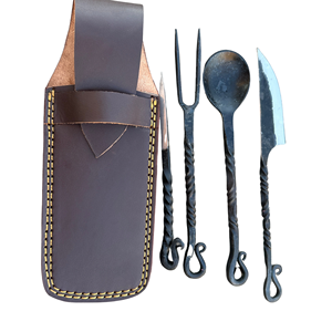 Juego de cucharas de cubiertos vikingos medievales hechas a mano 2025, gran oferta, bolsa de cuero, envío directo, venta completa, cucharas vikingas hechas a mano - Product Image 5