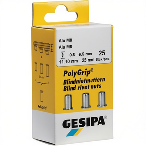 GESIPA Blind <b>Rivet</b> <b>Nut</b> PolyGrip with 9 X 18 mm M6 Steel <b>Rivet</b> Shank 25-Piece Set - Product Image 3