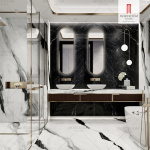 Offre Spéciale Dalles de Porcelaine 1600x3200mm 12mm en Pierre Frittée Effet Marbre Blanc Panda pour Escaliers et Sols de Salle de Bain - Product Image 4