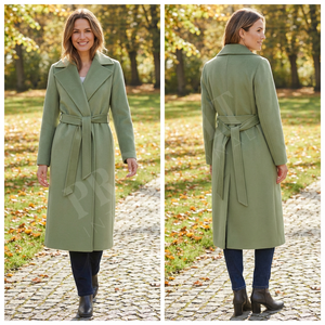 Manteau d'hiver en laine Marina à porter décontracté, ceinture à nouer, élégant, confortable, uni, couleur unie, manteaux en cachemire et laine sur mesure - Product Image 4