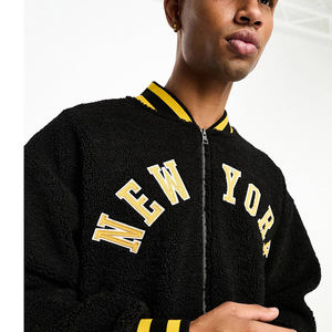 Veste universitaire en laine de haute qualité pour hommes, grande taille, col montant brodé, hiver Baseball Letterman Bomber Jacket - Product Image 2