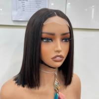 Wig rambut manusia Bob renda pendek warna-warni Wig ungu merah muda oranye biru rambut Vietnam mentah selaras