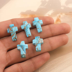 พลอยเทอร์ควอยส์แกะสลักจากทองแดงสีฟ้าครามแบบหลวมสำหรับทำเครื่องประดับทำอัญมณีขนาด20มม. - Product Image 5