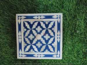 Ensemble de 4 sous-verres à incrustation d'os, set de sous-verres décoratifs en os bleu et blanc dernière arrivée pour le dîner - Product Image 2