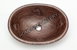 Marvelous Hammered Copper Single <b>Bowl</b> <b>Bathroom</b> <b>Sink</b> Round Shape with One-Hole Customized Size for Hotel or Home Vessel Usage - Product Image 4