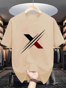 T-shirts surdimensionnés à la mode 100% coton coupe ample T-shirt hommes porter Style occidental mode tendance T-shirts accessoires en tissu - Product Image 2