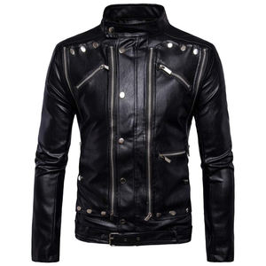 Chaqueta de cuero de PU con diseños OEM de moda de invierno para hombre, chaqueta de cuero de gran tamaño transpirable a prueba de viento de tendencia superior ajustada - Product Image 1