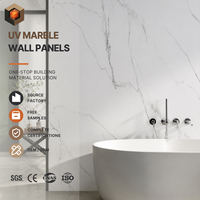 Panneau mural décoratif ignifuge B1 en PVC, imitation pierre, pour salles de bain d'hôtel, revêtement mural en marbre UV