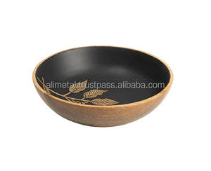 High Quality Customizable Kitchenware <b>Large</b> Size Wood <b>Bowl</b> Handmade Enamel Printed Sticker for Party Serving <b>Mixing</b> Salad Soup - Product Image 6