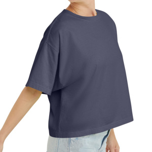 Vente en gros 2024 – Débardeurs extensibles en Spandex/Polyester pour femmes, T-shirts amples à manches courtes avec impression en relief, écologiques - Product Image 4