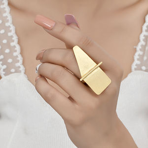 Anillo chapado en oro de estilo Vintage Unisex, joyería de moda geométrica hecha a mano para regalo de fiesta de aniversario de boda - Product Image 1
