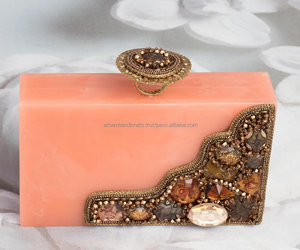 Antique Mid-Century Luxury Women's Evening Wedding Bridal Shower Clutch Bag Quality Resin <b>Handbag</b> Pearl Decoration <b>Box</b> Frame - Product Image 1