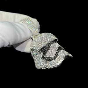 Colgante de Máscara Facial con Incrustaciones de Moissanita Estilo Hip Hop, Personalizable, Plata 925, Bañado en Rodio y Oro de 14K, Joyería Fina para Fiestas y Regalos - Product Image 2