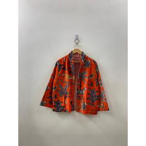 เสื้อแจ็คเก็ตกำมะหยี่พิมพ์ลายสีส้มส้มอิฐแบบบล็อกพิมพ์ลาย The Savanna Dusk สำหรับฤดูร้อน - Product Image 1
