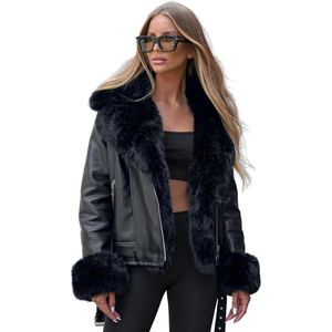 Veste en cuir d'agneau véritable pour femmes Doublure en fourrure de chèvre naturelle Manteau d'hiver de qualité supérieure pour femmes - Product Image 6