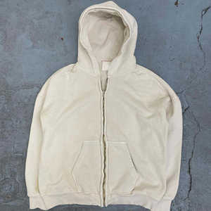 Sudadera con capucha recortada lavada con ácido de fabricante de ropa personalizada 100% algodón Sudadera con capucha en blanco funcional Distress Vintage Zip Hoodie Unisex - Product Image 4