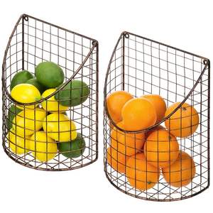 Panier à fruits en fil métallique à design creux antirouille, conteneur de rangement multifonctionnel pour la cuisine, pour fruits, légumes et collations - Product Image 5