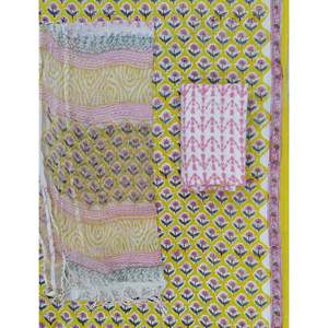 Dupatta de Algodón Kota Doriya sin Coser, Estampada a Mano, Estilo Pakistaní, Traje Salwar Kameez Indio - Product Image 1