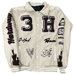 เสื้อแจ็คเก็ตเบสบอลทรงบอมเบอร์แบบสลิมฟิตสำหรับผู้ชาย สไตล์วาร์ซิตี้  ผ้าฝ้าย 100% คอตั้ง สีน้ำเงิน  พร้อมปักโลโก้ตามสั่ง - Product Image 4