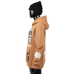 Sweat à capuche pour femme en polaire 320 GSM, couleur marron, avec broderie de patch et logo personnalisé, vêtements d'hiver, basiques pour femmes - Product Image 3